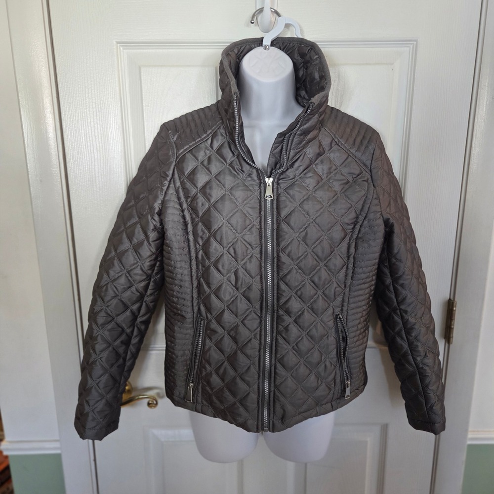 Marc New York Andrew Marc Gray Quilted Puffer Jacket Women Small MW7CC801 Winter